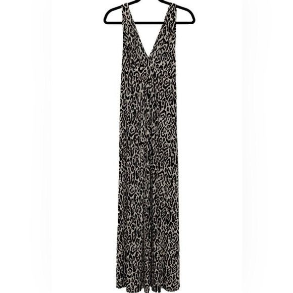 Tart Women's Flowy Leopard Animal Print V-Neck Empire Stretch Maxi Dress Size S - Picture 1 of 6